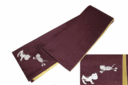 手織りの本格派♪正絹つむぎ地　リバーシブル半幅帯赤紫地に犬と猫／カラシ